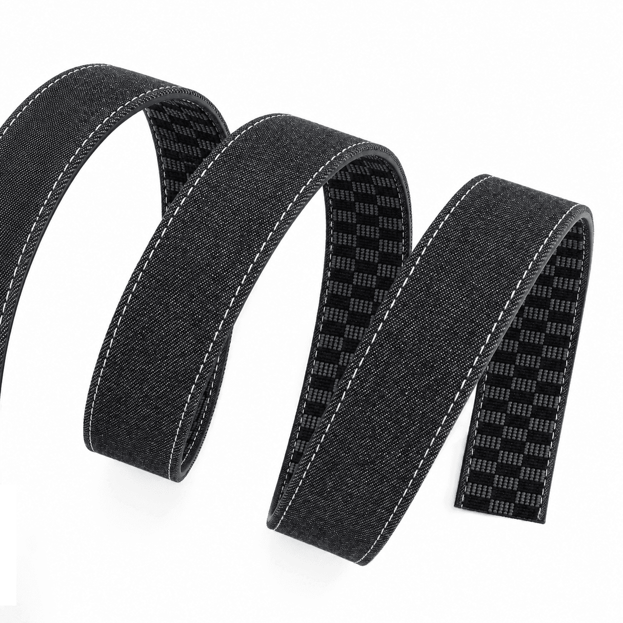 Durable denim canvas belt detail