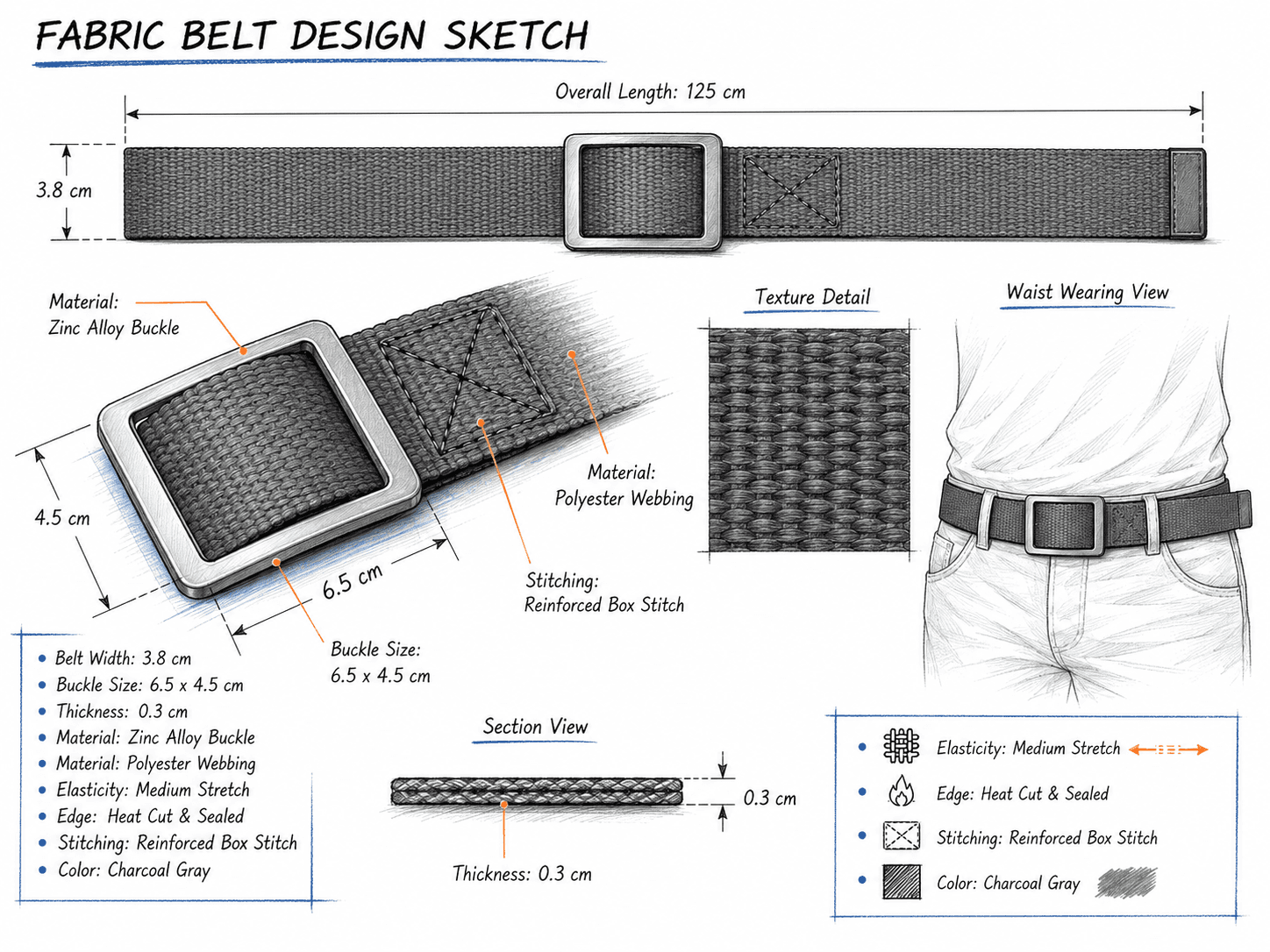 Belt design draft used during FKY ODM product development