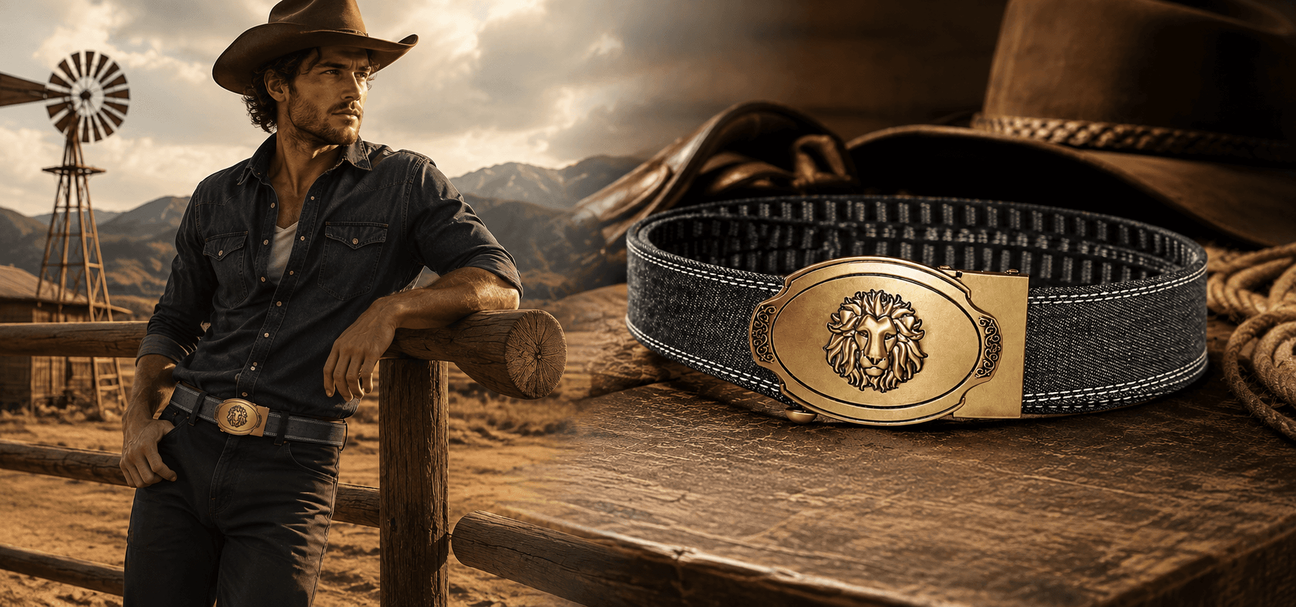Solid plate automatic denim canvas belt series