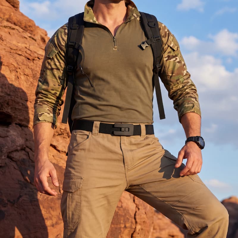 Quick release slide buckle worn with an elastic stretchy belt