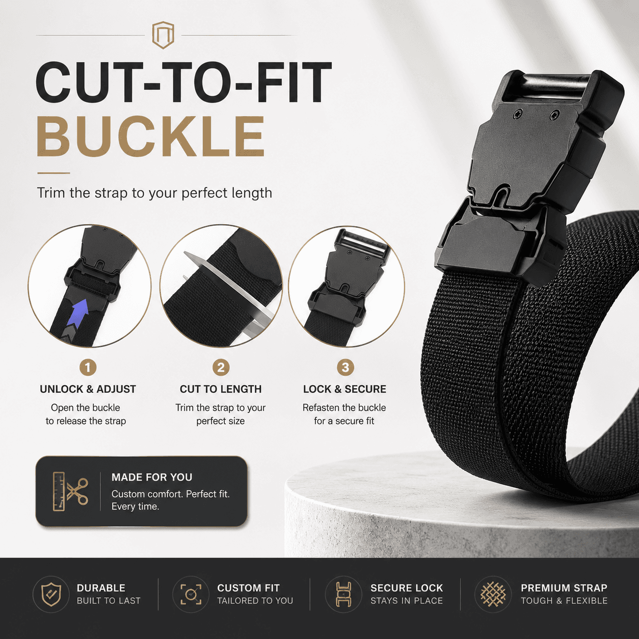 A removable tail clamp for practical trim-to-size fitting