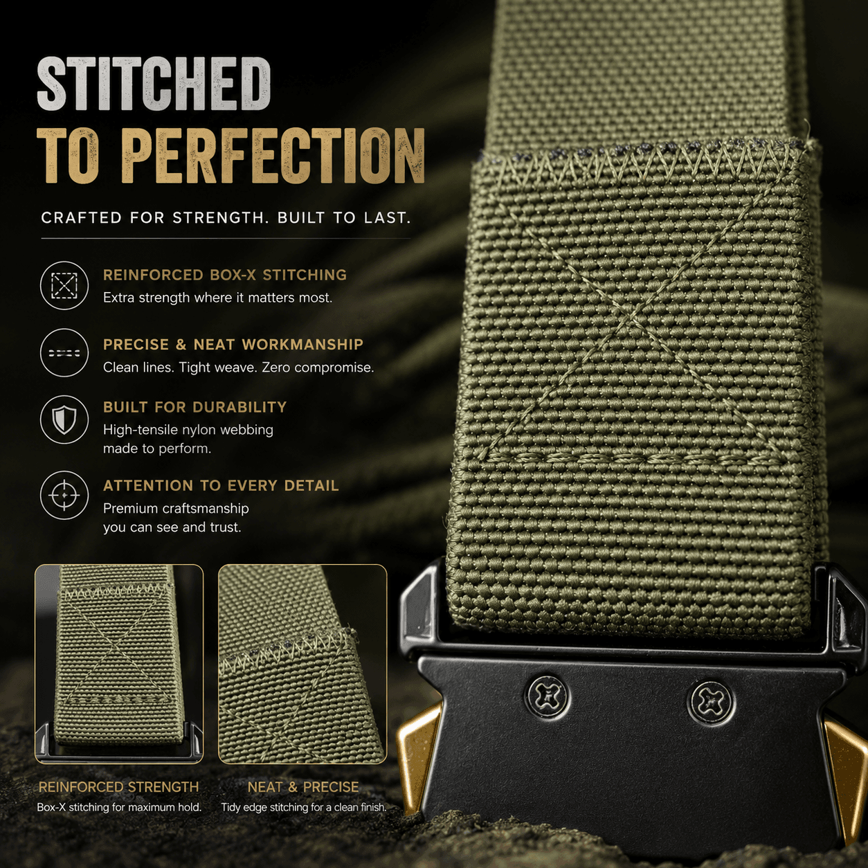 Precision stitching for a permanent buckle connection